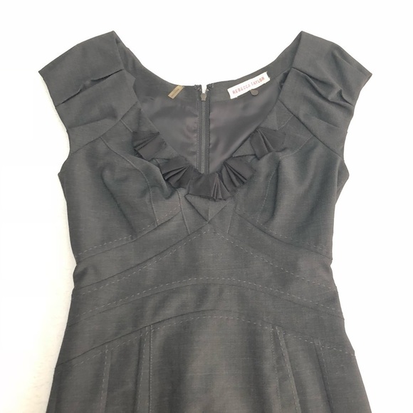 Rebecca Taylor Wool Blend Sheath Dress Black Ruffl - Picture 5 of 10
